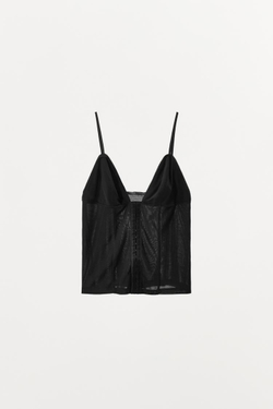 ZARA КОМБИНИРОВАННЫЙ ТОП С ВОЛНАМИ, ЧЕРНЫЙ