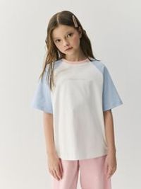 Футболка Колор блок "Тофу/Голубой" 7+