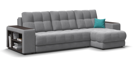 Угловой диван Босс ХЛ Велюр Монолит сталь