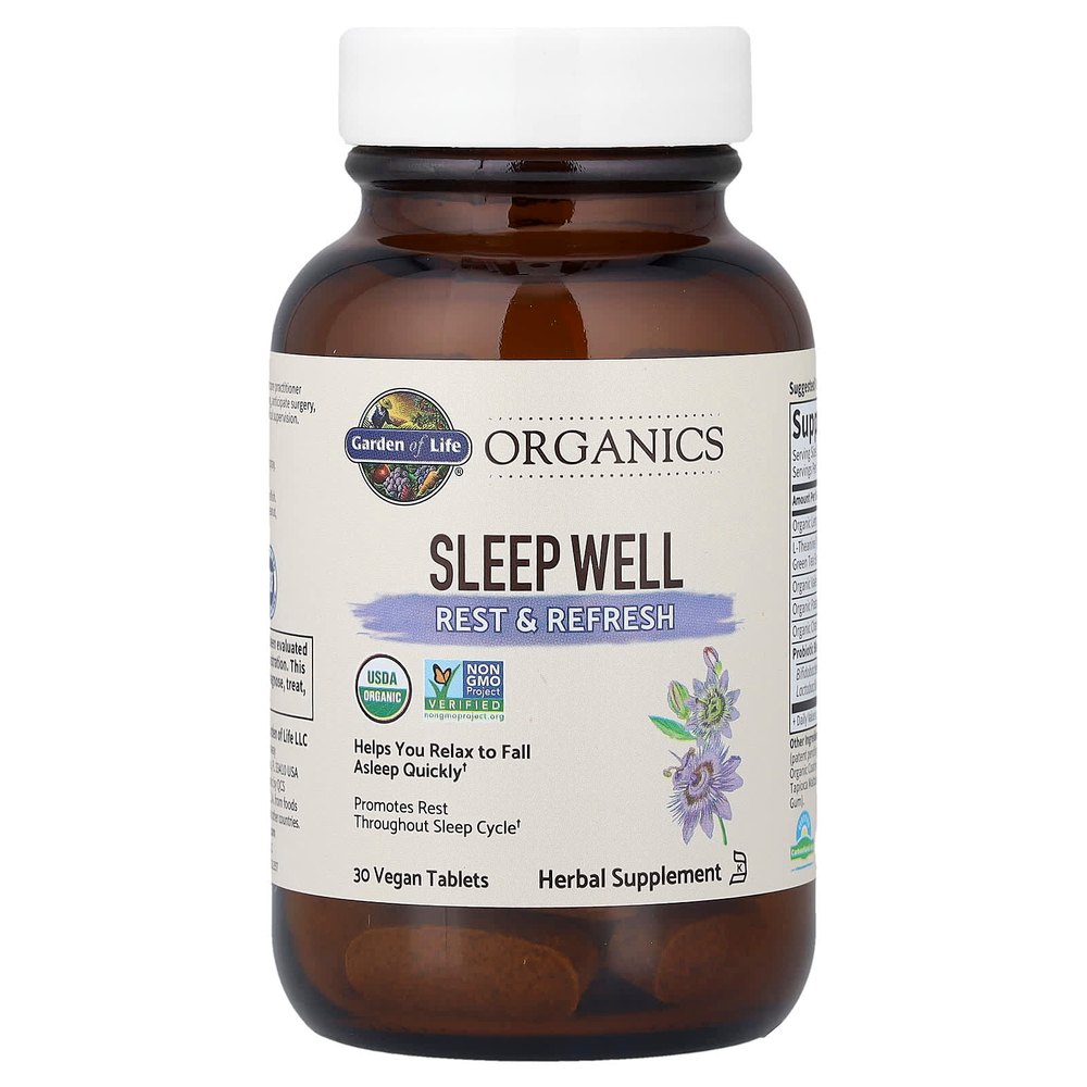 Garden of Life, Organics, Sleep Well, Rest & Refresh, 30 веганских таблеток