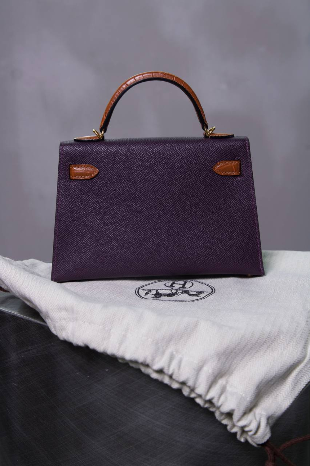 Сумка Hermes вставки из кожи крокодила