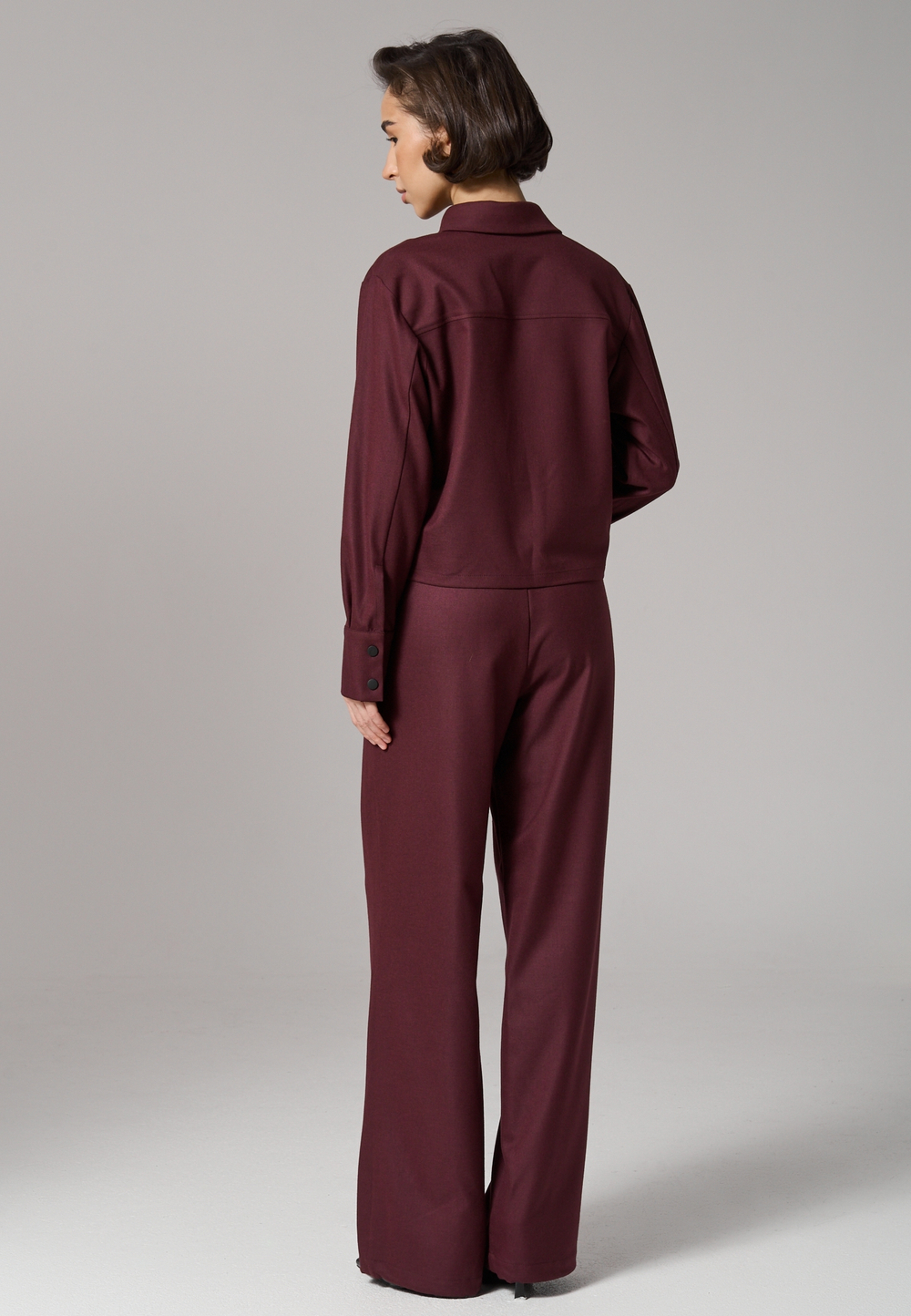 Рубашка-жакет укороченная бордовая