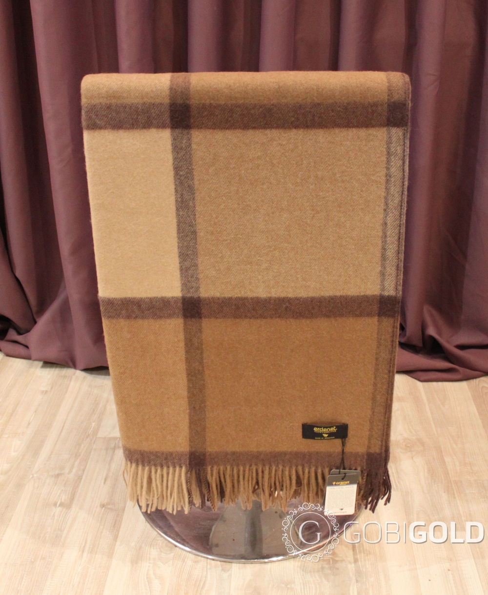 Плед из 100% верблюжьей шерсти 150x200 см. (ERDENET) - камел-бежевый