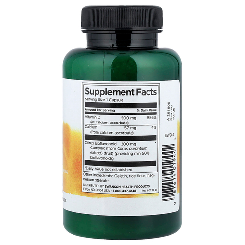 Swanson, Буферизованный витамин C с биофлавоноидами, 100 капсул