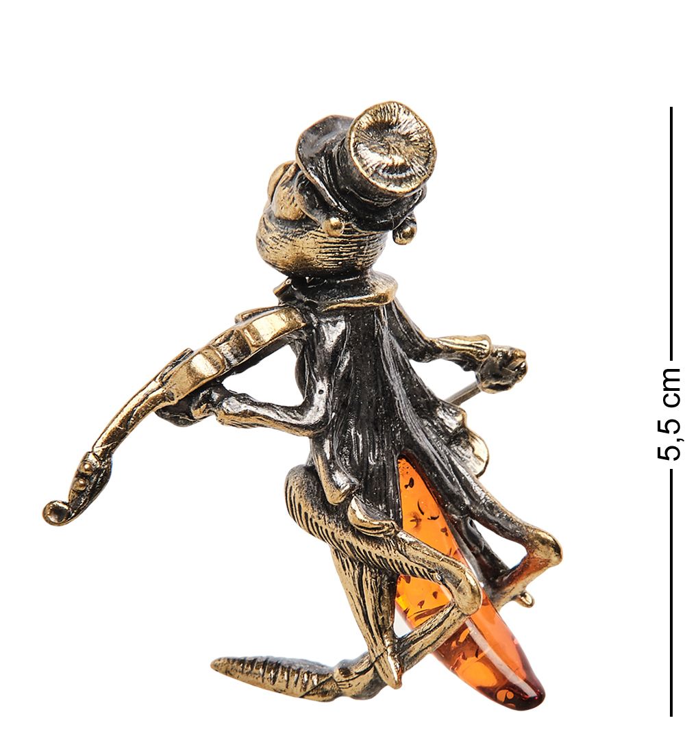 AM-1887 Фигурка «Кузнечик со скрипкой» (латунь, янтарь)