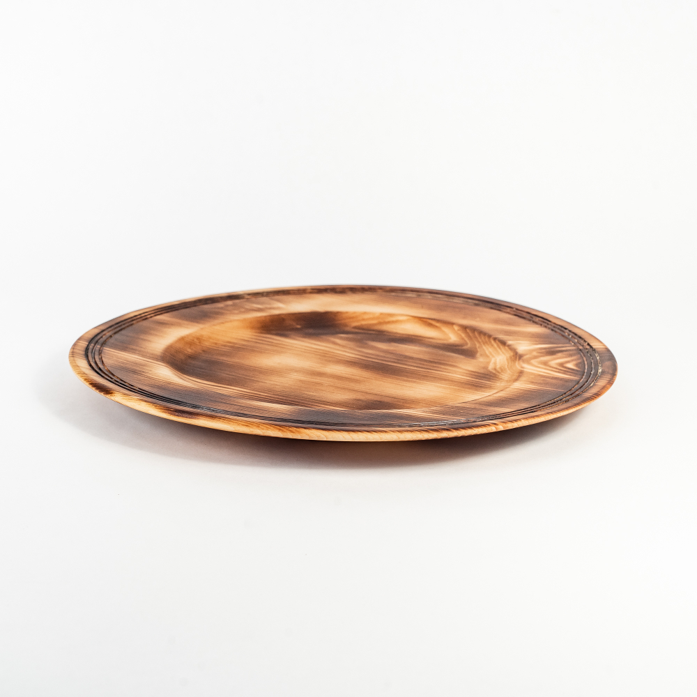 Деревянная плоская тарелка из сибирского кедра серии "ПАНАДА" 270 мм T166