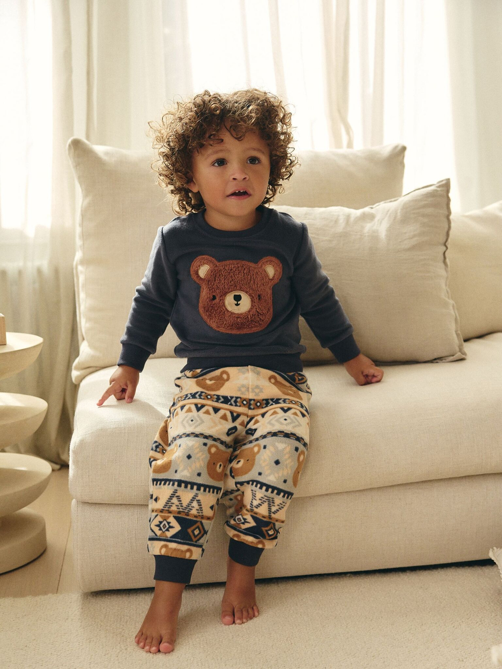Пижама флисовая для мальчика Next B06-976, Темно-синий, Бежевый