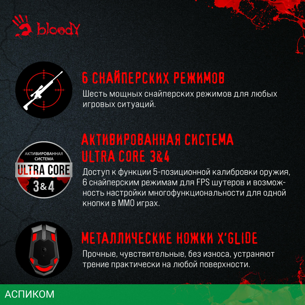 Мышь A4Tech Bloody A60 Activated черный
