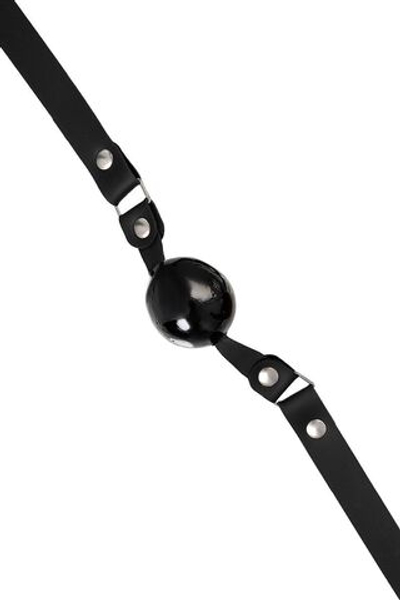 Черный кляп-леденец на кожаных ремешках со вкусом бейлиз (Цвет: черный)