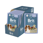 Влажный корм для собак BRIT PREMIUM для взрослых собак мини пород, телятина с зеленым горошком, в соусе 85г