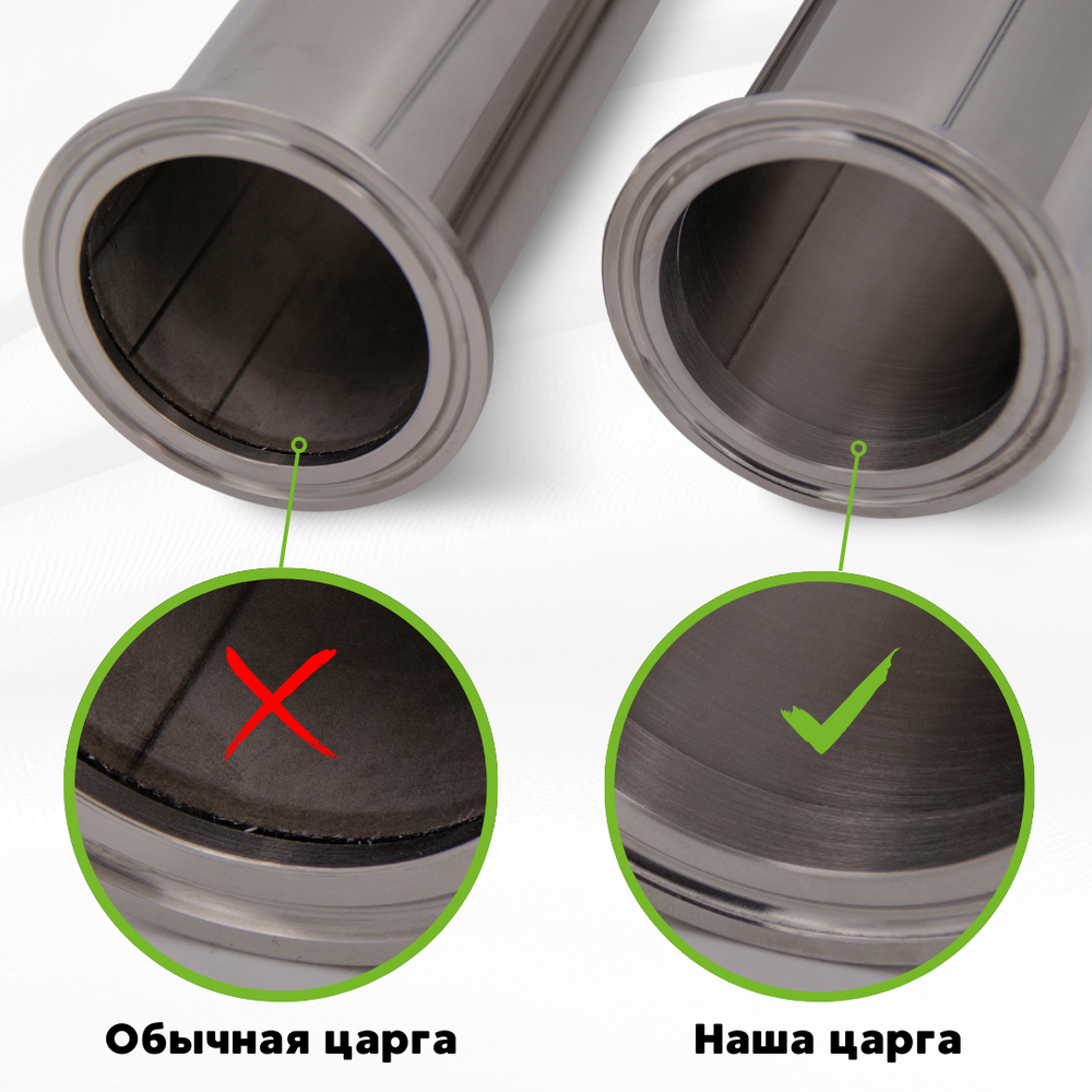 Царга под кламп 2 дюйма от 50 до 150 см с ниппелем и опорой