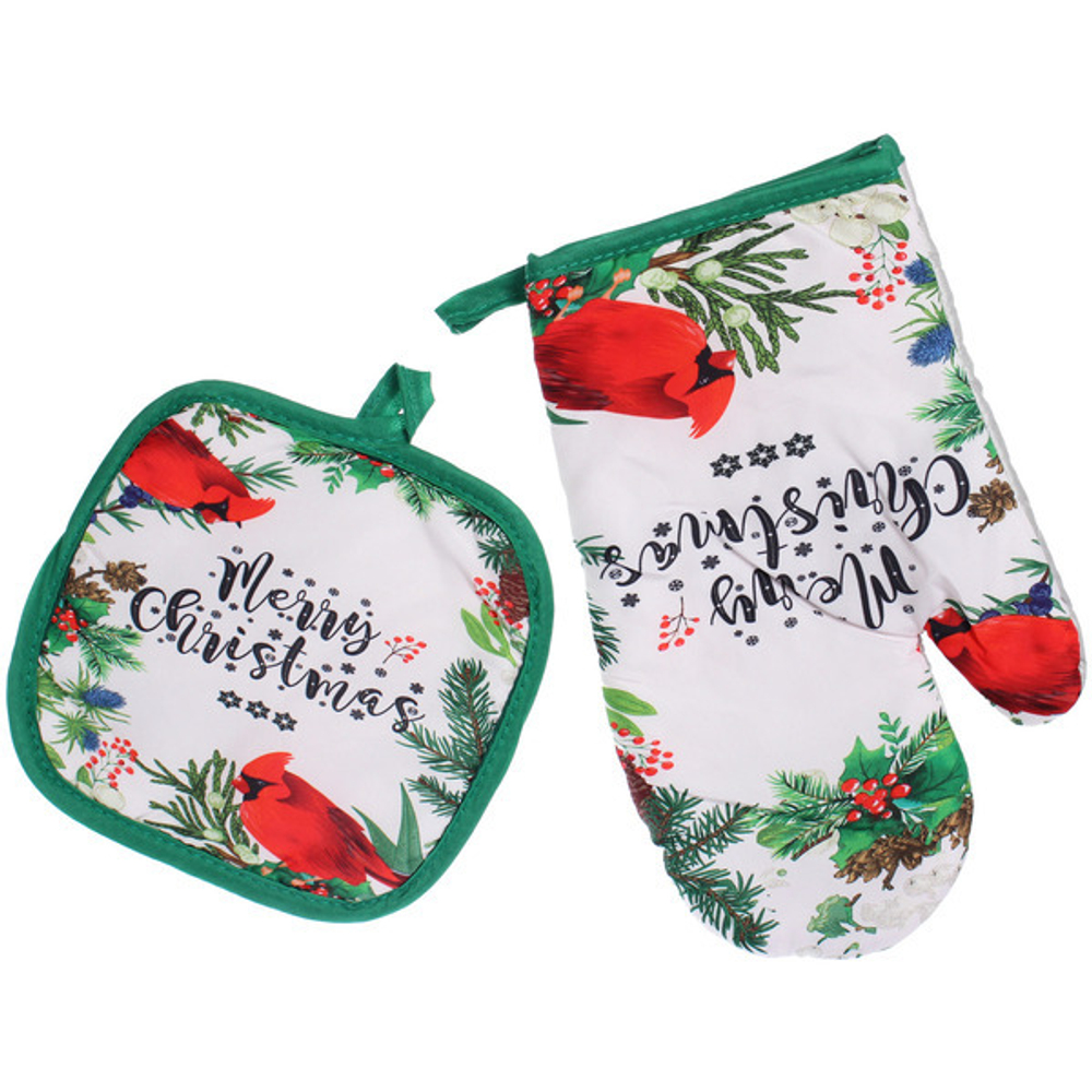 Прихватка в наборе с варежкой «Свиристель», 17,5*17,5 см и 27*17 см