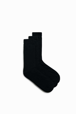 ZARA НАБОР ИЗ 3 ПАР НОСКОВ ИЗ УЛУЧШЕННОГО ХЛОПКА, ЧЕРНЫЙ