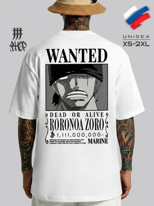 Футболка оверсайз с принтом Zoro One Piece белая