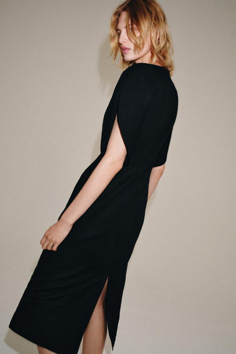 ZARA ПЛАТЬЕ МИДИ ZW COLLECTION, ЧЕРНЫЙ