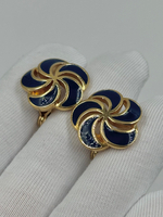 Клипсы с синей эмалью Monet