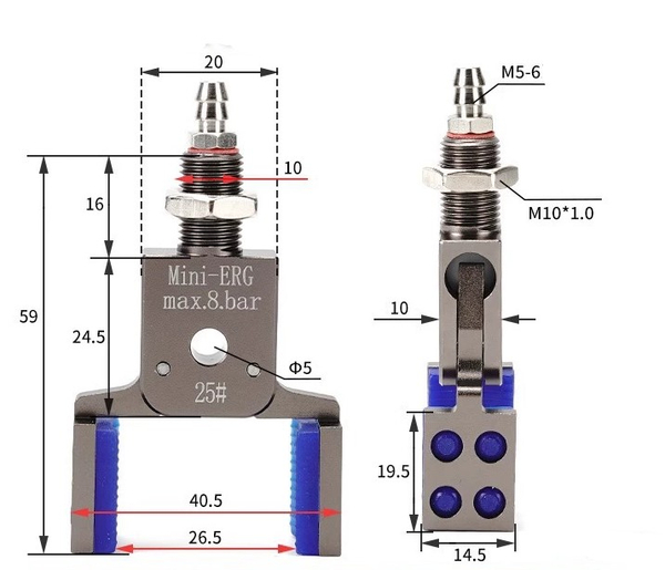 Mini–erg–25 # (clamping range: 15-26mm) no detection model