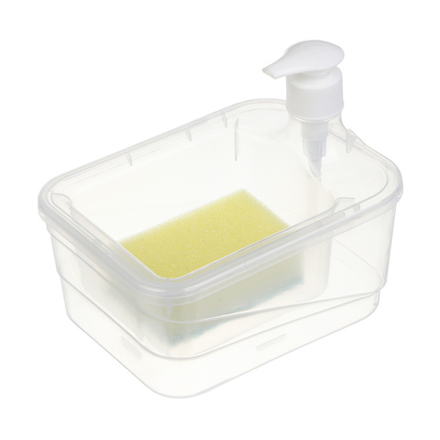 Дозатор для моющего средства, тм VETTA, отсек для губки, губка в компл., 500 мл, 17х13х14см, пластик
