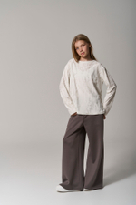 Брюки трикотажные wide leg коричневые
