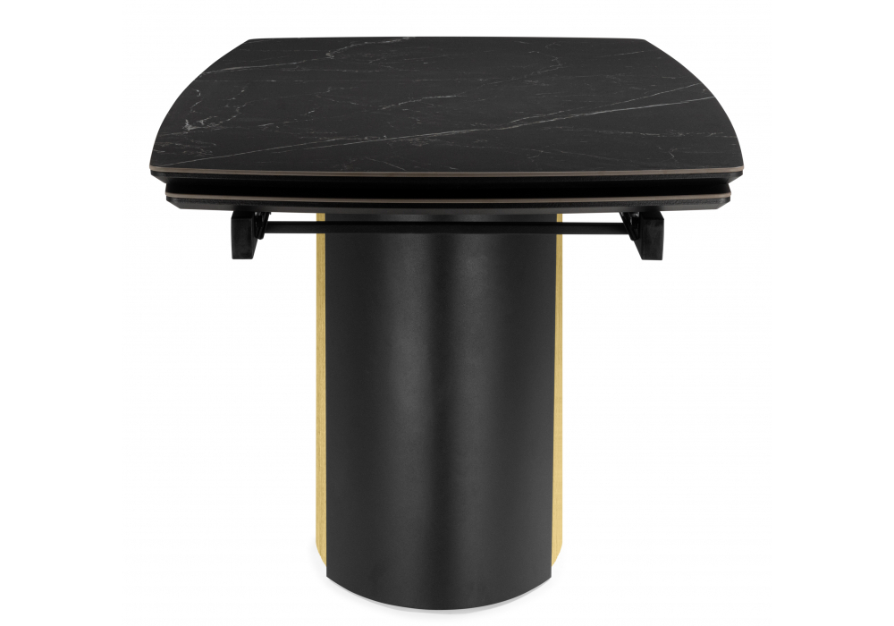 Керамический стол Woodville Бовер 180(220)x90 черный мрамор, черный, дуб натуральный