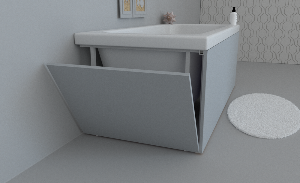 Экран для ванны торцевой откидной левый TE-2L-233 аконит матовый soft touch