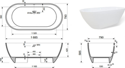 Ванна из искусственного мрамора Aquanet Family Stone 168х80
