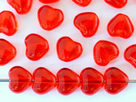 Glass Hearts 6 mm Lt. Siam 90070
