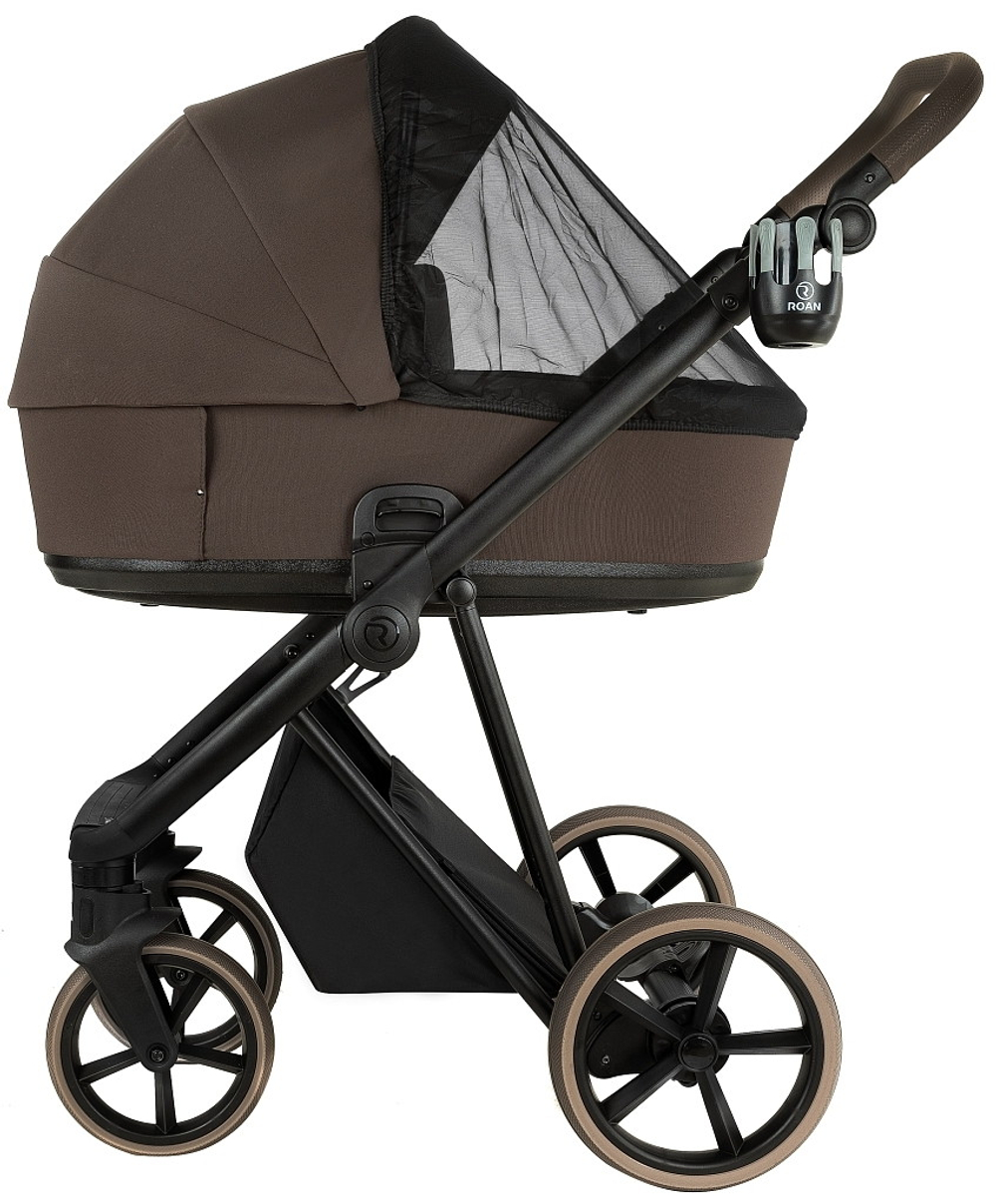 Детская коляска Roan Sol 2.0 3 в 1 с автокреслом Tutis Elo Lux EduSky Black SLL/34/T Turkish Coffe/Black/руч.Cappuccino