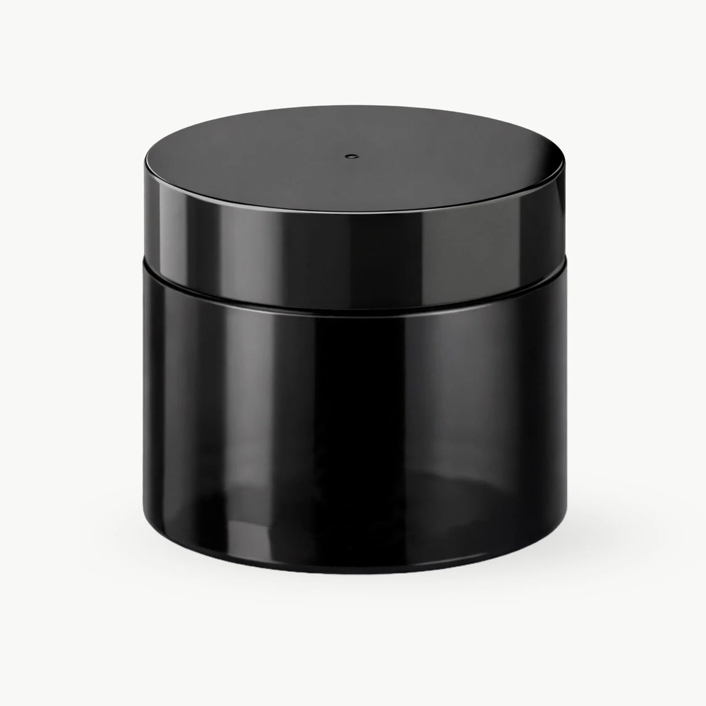 Комплект: Банка ПЭТ 50 мл (48) черная глянцевая с черной крышкой