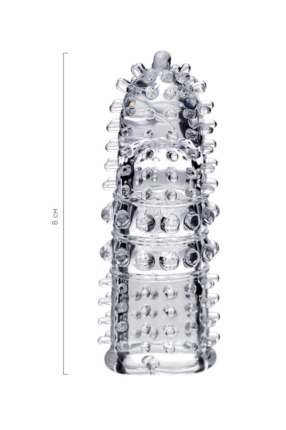 Прозрачная рельефная насадка на палец Arbo - 8 см. (Цвет: прозрачный)