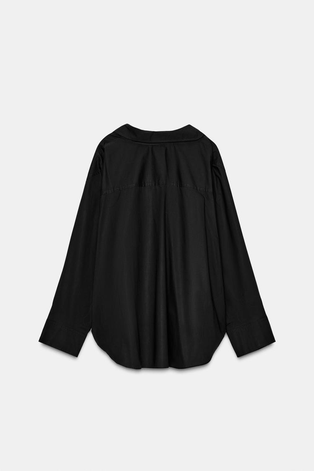 ZARA РУБАШКА ОВЕРСАЙЗ ИЗ ПОПЛИНА, ЧЕРНЫЙ