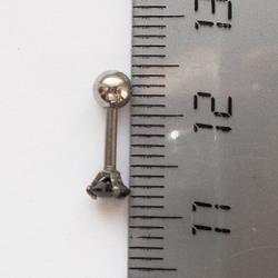 Микроштанга ( 6мм) для пирсинга уха с черным кристаллом 4мм. Медицинская сталь. 1 шт