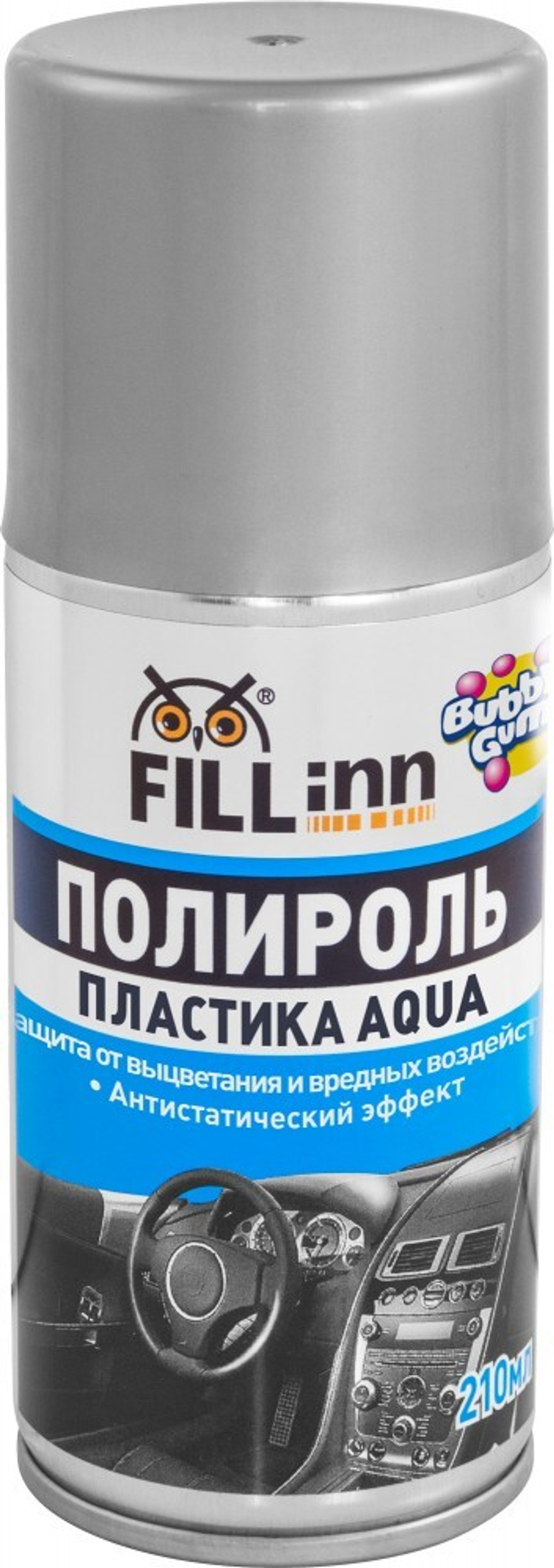 FL145 Полироль пластика AQUA (пенный, глянцевый) bubble gum, 210 мл (аэрозоль)