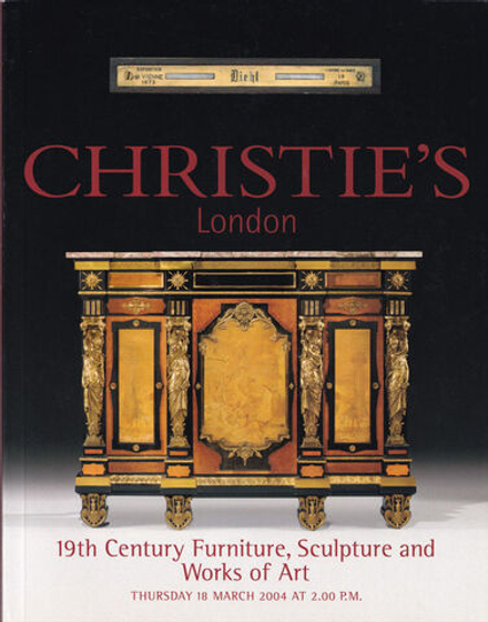 Каталог аукциона Christie's, Лондон, Мебель, скульптура и предметы декоративно-прикладного искусства XIX века от 18 марта 2004 года