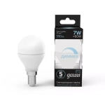 Лампа Gauss LED Шар 7W E14 590 lm 4100К диммир. 105101207-D