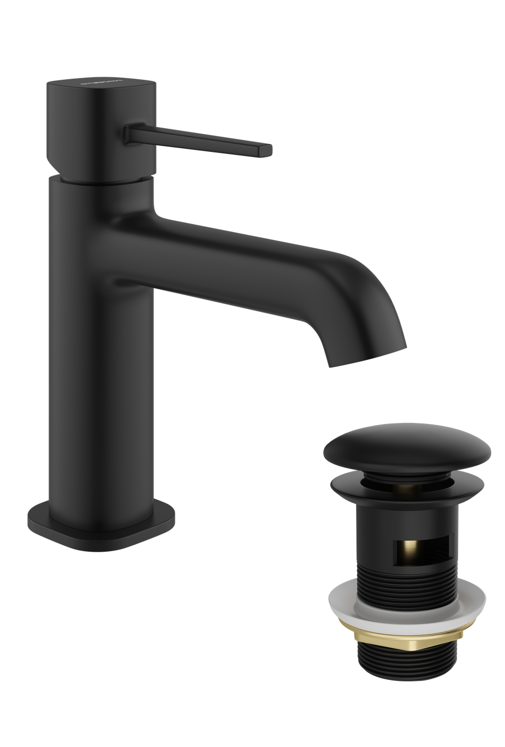 Смеситель для раковины STWORKI Эстерсунд S31010BK + донный клапан SW-001BK черный матовый