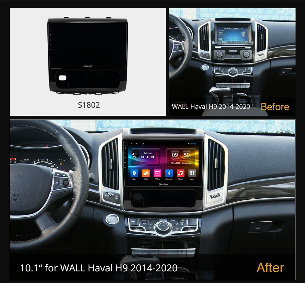 Магнитола для Haval H9 2015-2021 - Carmedia OL-1802-NPQ QLed, Android 12, TS10, CarPlay, 4G SIM-слот