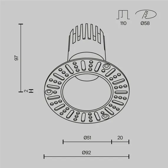 Встраиваемый светильник Омут+ / Dip 10 Вт 3000 К 50° Technical dl120-10w-3k-trs-b