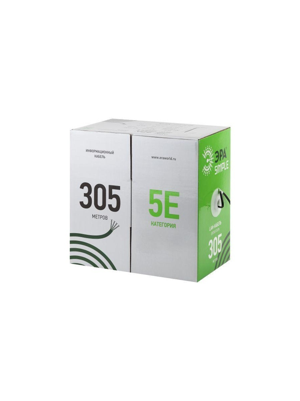 Кабель витая пара U/UTP кат.5E 4х2х24AWG CU PVC SIMPLE (уп.305м) Эра Б0044426