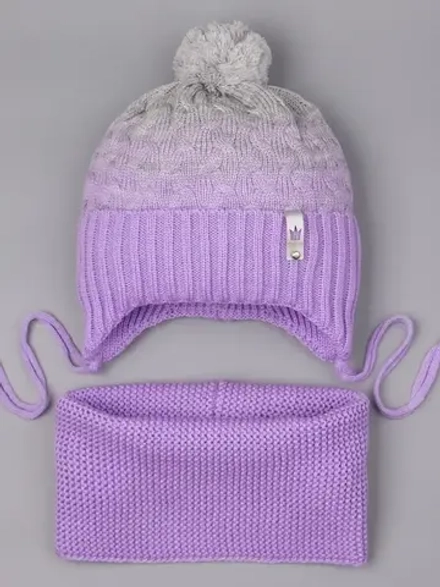 Шапка для девочки осенняя вязаная и снуд