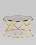 Журнальный столик Круз 93*80 стекло smoke сталь золото