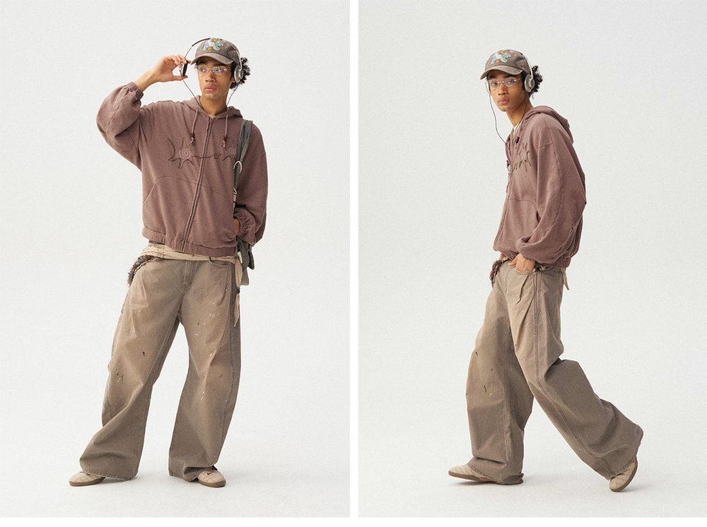 Худи Nothomme Monterest vintage variegated textured curved silhouette hooded