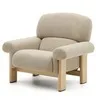 Кресло Cabana из бежевого шенилла с ножками в натуральной отделке