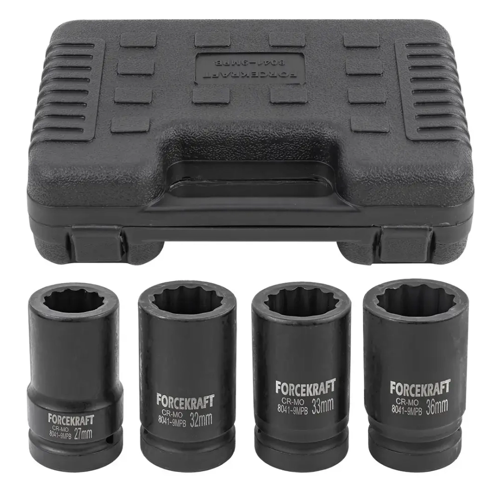 Головки ударные глубокие, набор 4пр., 1''(12гр.) FORCEKRAFT FK-8041-9MPB