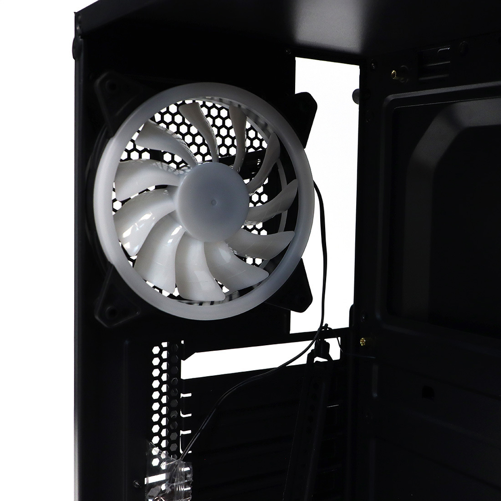 Корпус BaseTech eXtreme GFX-02, Без БП, ATX, RGB, чёрный, 1xFRGB FAN, 2xUSB2, 1xUSB3, бок: закалённое стекло (BT-GFX-02-RGB)