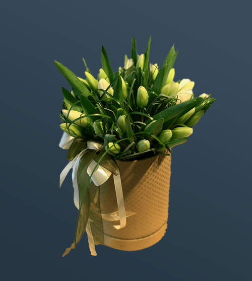 Букет в шляпной коробке эко