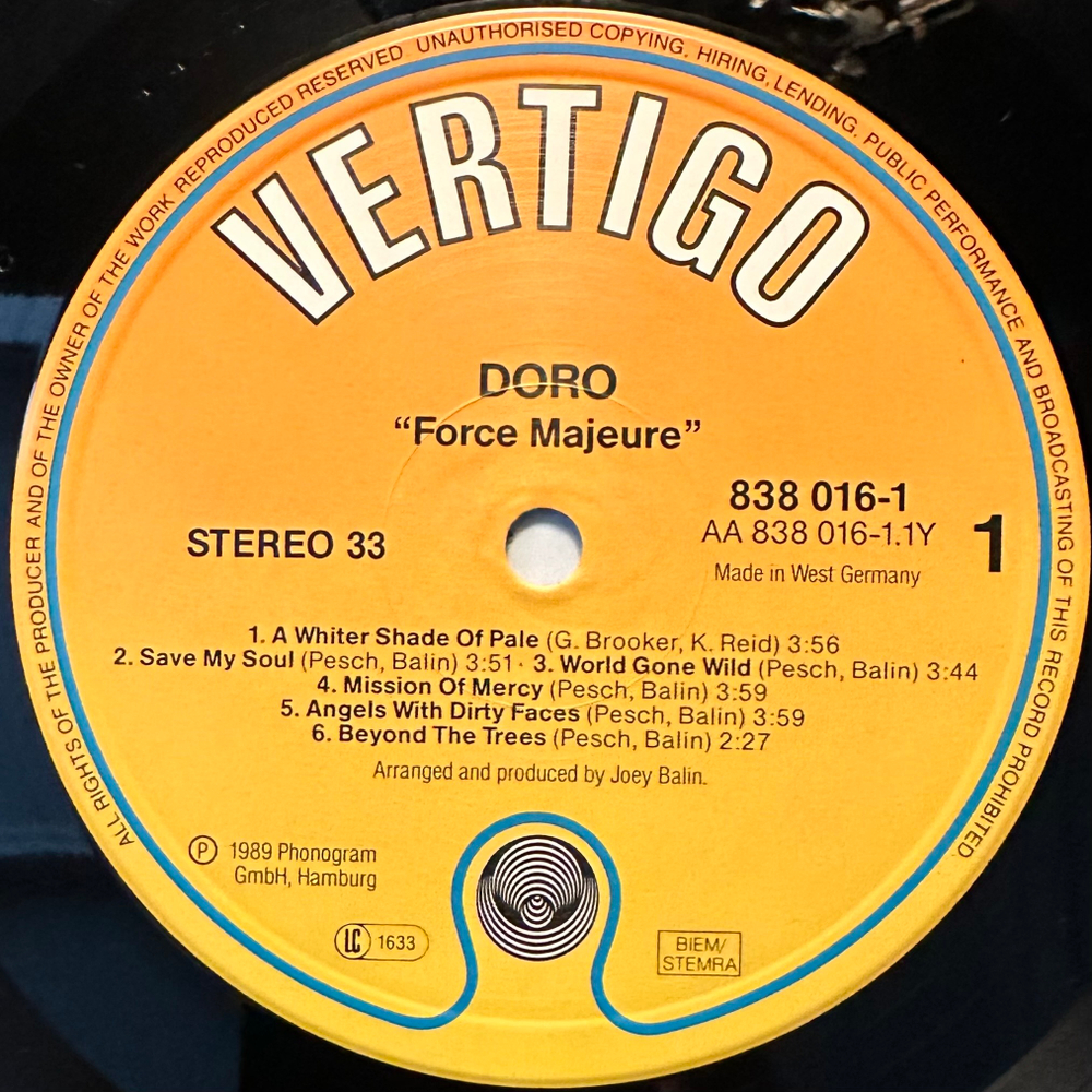 Doro - Force Majeure (Голландия 1989г.)