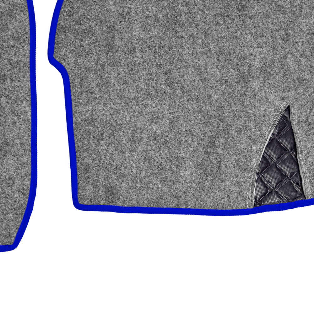 Ковры Foton Auman (экокожа, черный, синий кант, синяя вышивка)