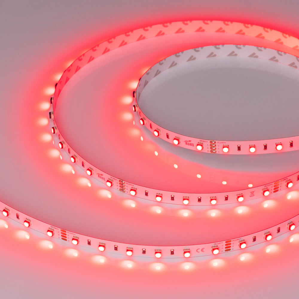 Светодиодная лента MINI-F60-10mm 24V RGB (14.4 W/m, IP20, 3535, 5m) (Arlight, Открытый) 022718(2)