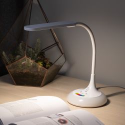 Настольный светильник ЭРА NLED-481-10W-W светодиодный с RGB ночником белый